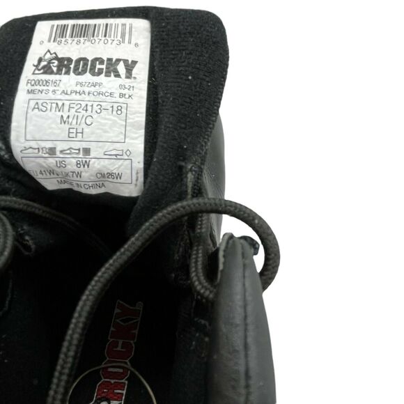 Rocky Mens Alpha Force F241318 Black Leather Lace Up Ankle Casual Work Boots 8 W main image 7